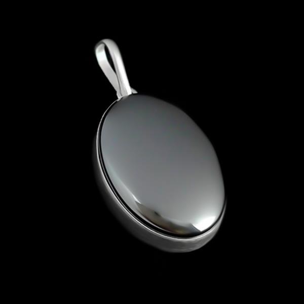 گردنبند نقره زنانه و مردانه دست ساز ساده با نگین حدید صینی بزرگ + حکاکی